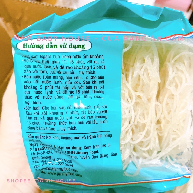 Bún gạo / gạo lứt JIMMY 250gr - bún tươi, bún riêu, bún măng
