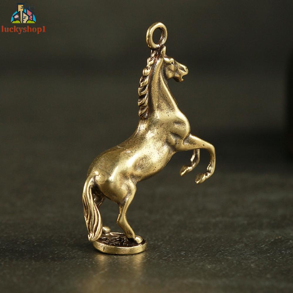 Mini Vintage Brass Portable Horse Pendant Home Office Decor Ornament 100% brand new and high quality