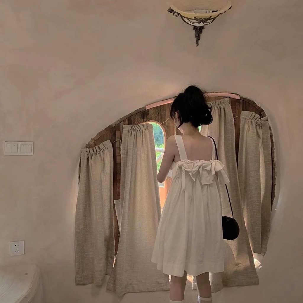 Ins Mùa Hè Mới Nơ Công Chúa Dây Treo Váy Phụ Nữ