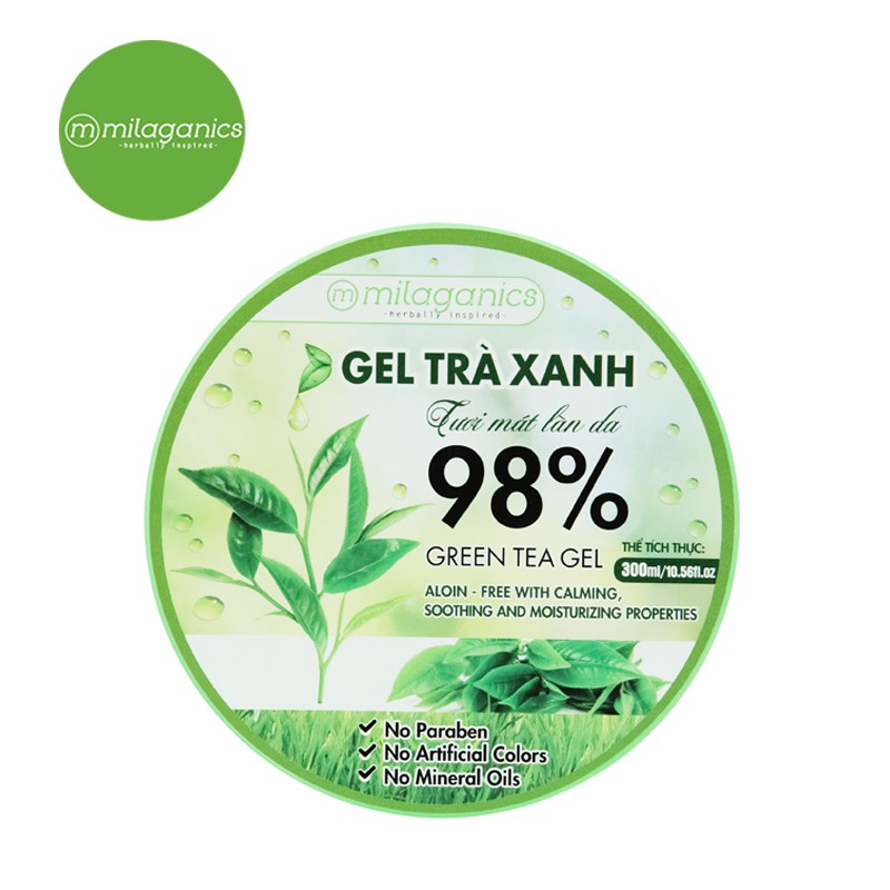 Combo Gel Trà Xanh + Gel Nha Đam Tươi Mát Làn Da Milaganics (300ml / Hộp)