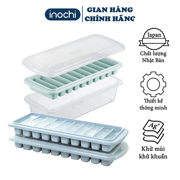 Khay Làm Đá Viên Có Nắp Nhựa Inochi (10 Thanh)