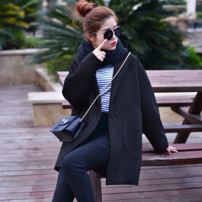 Áo khoác dạ nữ thiết kế cá tính phong cách Korea 스타일입는 옷