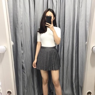Chân váy dạ dập ly