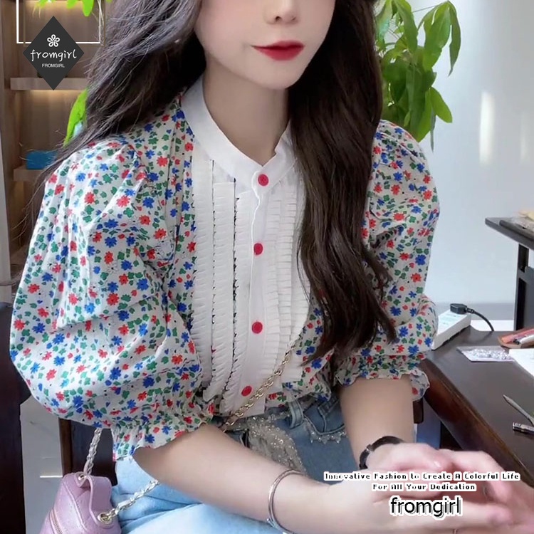 Hàng Mới Về Mới Áo Hoa Tay Ngắn Cổ Tròn