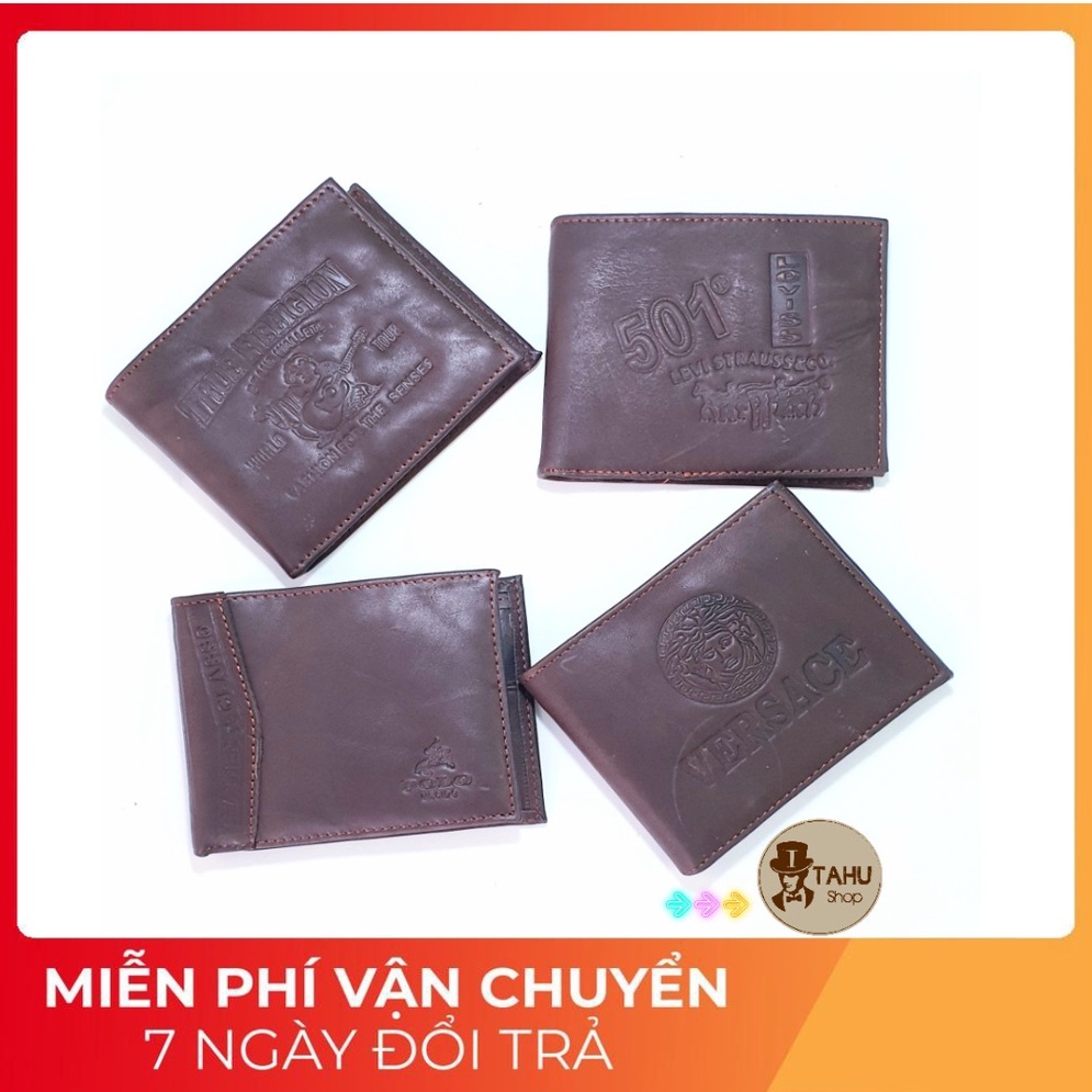 Bóp Nam , Chất Da Bò Sáp Dập Logo ⚡ Mã Th008 ⚡ Ví Nam Nhiều Ngăn Da Mềm Mại , Bền. Hàng Thủ Công Việt Nam, Màu Nâu Đỏ