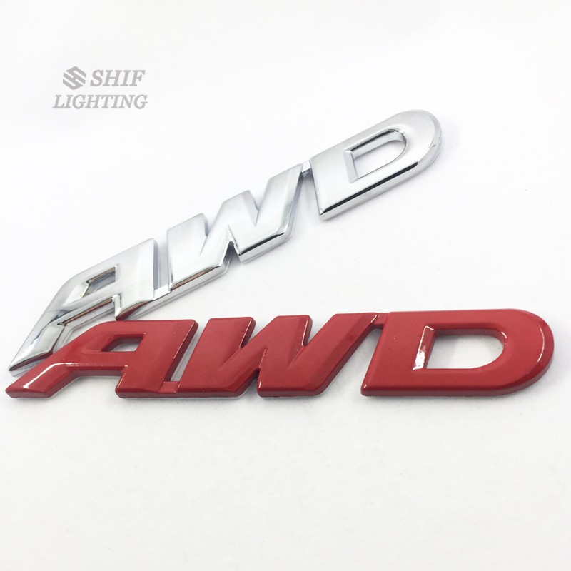 Miếng dán logo kim loại hình chữ AWD trang trí xe hơi