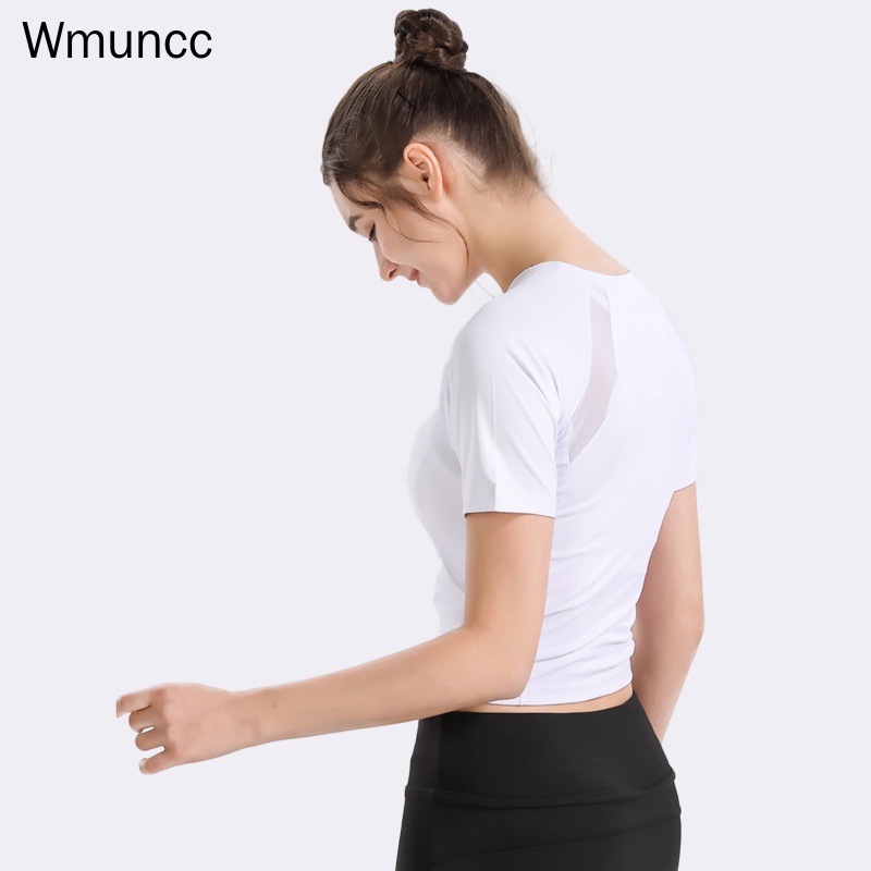 Wmuncc Áo Thun Lưới Tay Ngắn Co Giãn Thoáng Khí Nhanh Khô Dành Cho Nữ Tập Thể Thao