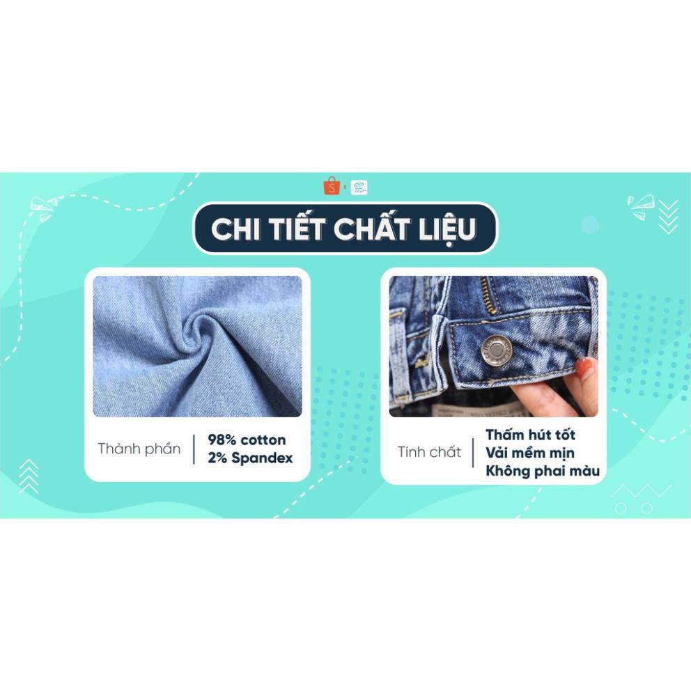QV Quần Short Jean Nữ Lưng Cao Đen Trắng Gấu Tua Rua CT JEANS