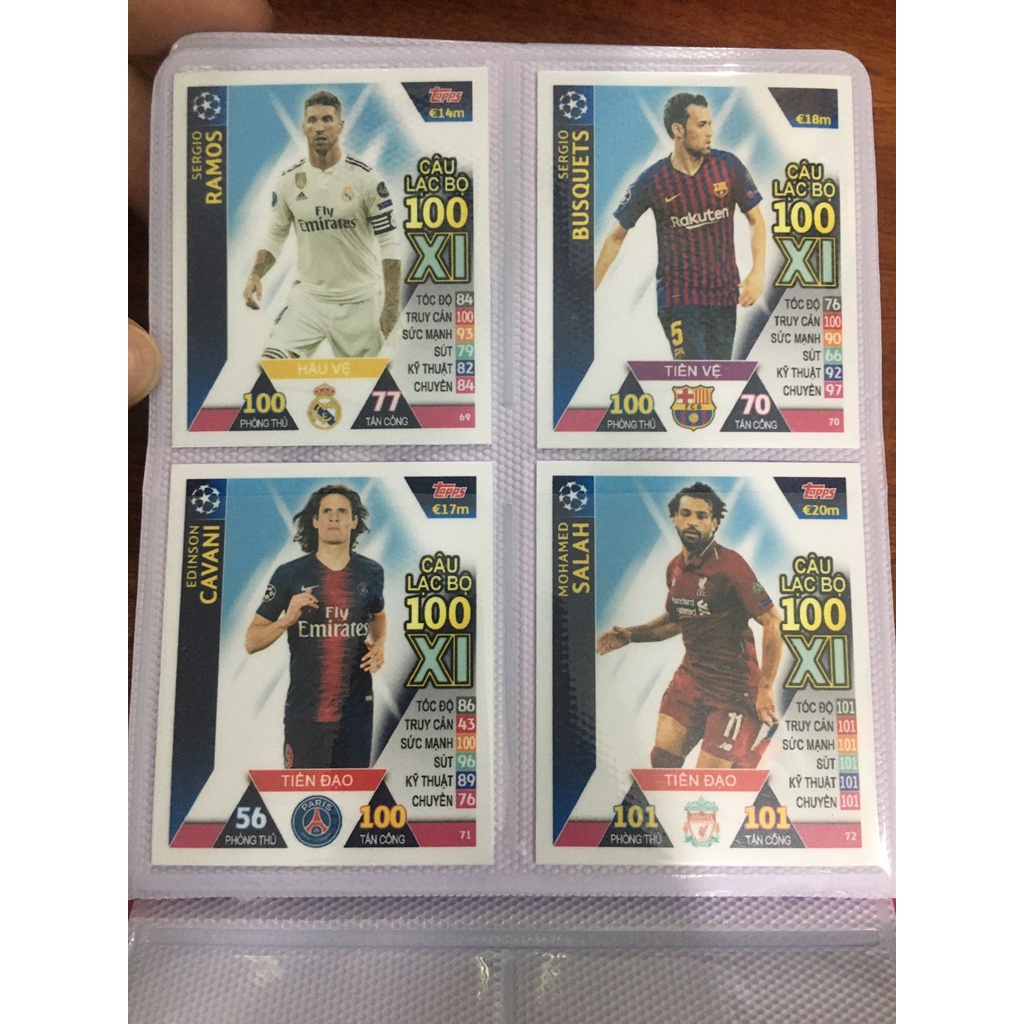 Bộ Sưu Tập 72 Thẻ Cầu In Album Match Attax 2018-19 Cúp Châu Âu