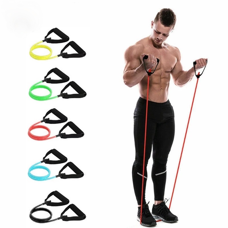 Dây Kéo Kháng Lực 120cm Bằng TPE Co Giãn Có Tay Cầm Hỗ Trợ Luyện Tập Thể Hình Tại Nhà
