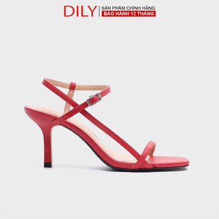 Giày Sandal DILY Phối Dây Thời Trang Gót Nhọn Cao 7cm Màu Đỏ_AA0192