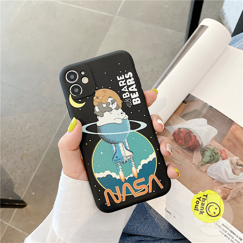 Ốp lưng TPU mềm hình We Bare Bears NASA cho iPhone 12 11 11 12 Pro Max iPhone 6 6s 7 8 Plus X 12 mini XR XS MAX SE