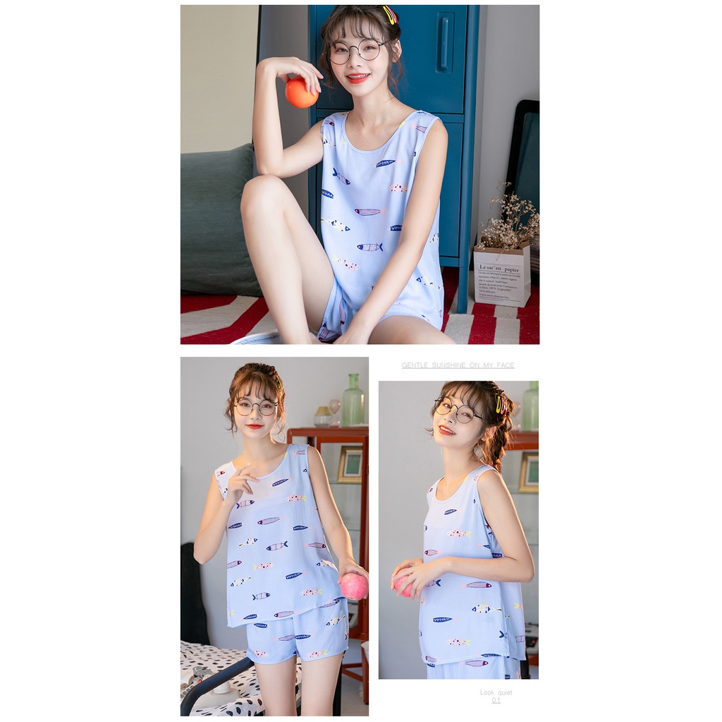 Bộ Đồ Ngủ Nữ Quần Áo Mặc Ở Nhà Mùa Hè Vải Lanh Cộc Tay Quần Đùi Mặc Ở Nhà Dáng Hàn Quốc Xinh BĐN23 | BigBuy360 - bigbuy360.vn