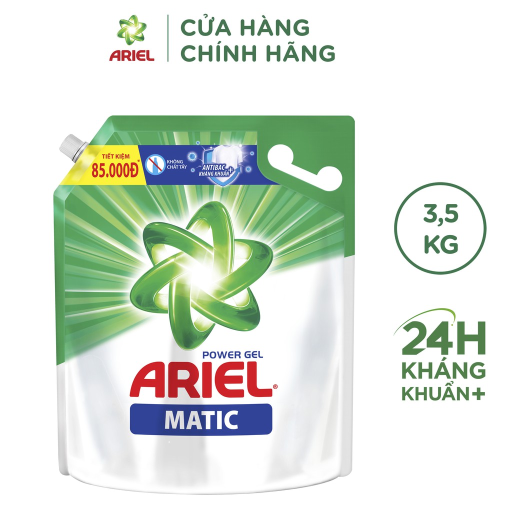 Nước Giặt Ariel Túi Sạch nhanh 3,5kg/ Giữ màu 3,2kg