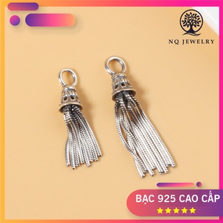 Charm bạc hình chuông tua rua treo