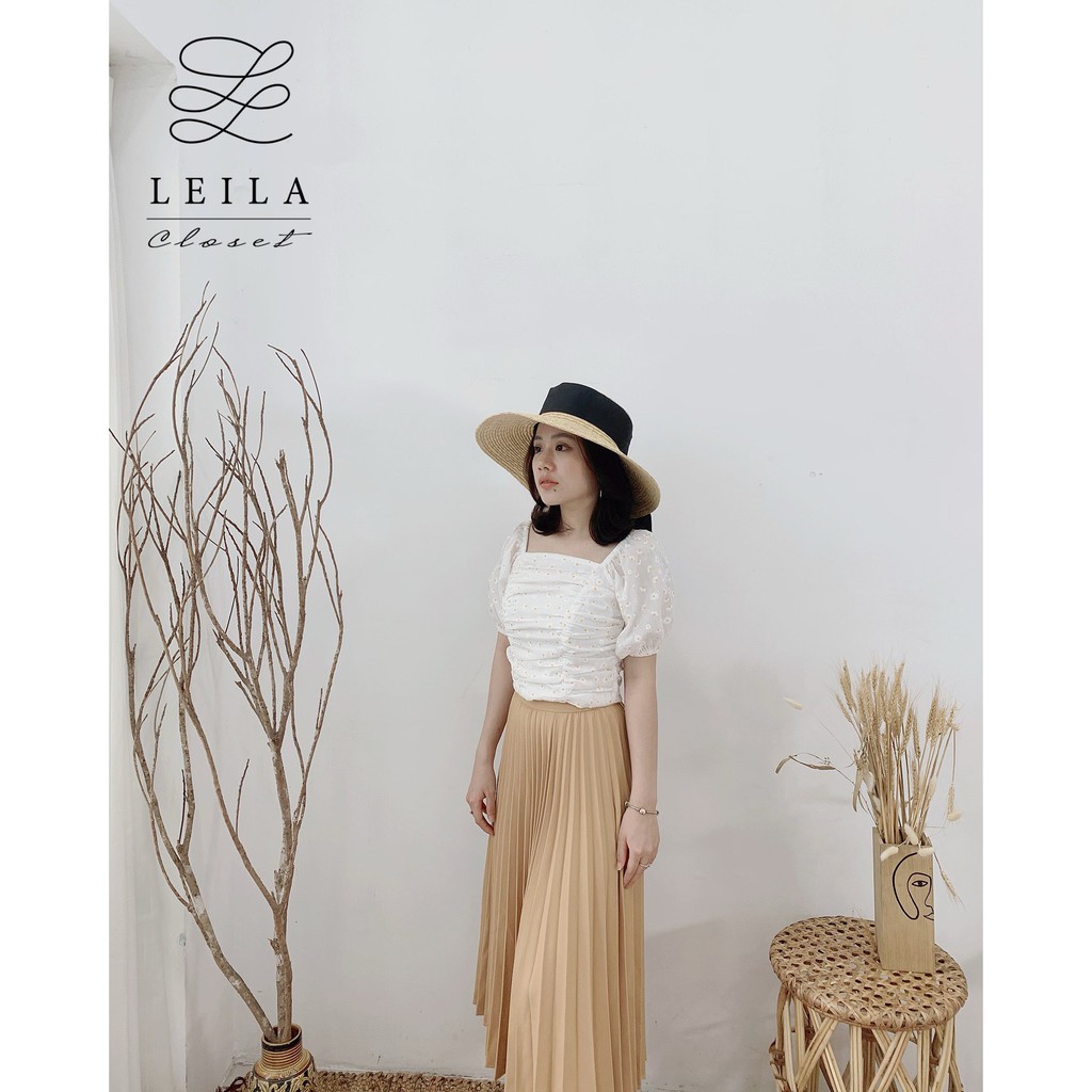 Chân váy midi dập ly Leila Closet. | BigBuy360 - bigbuy360.vn
