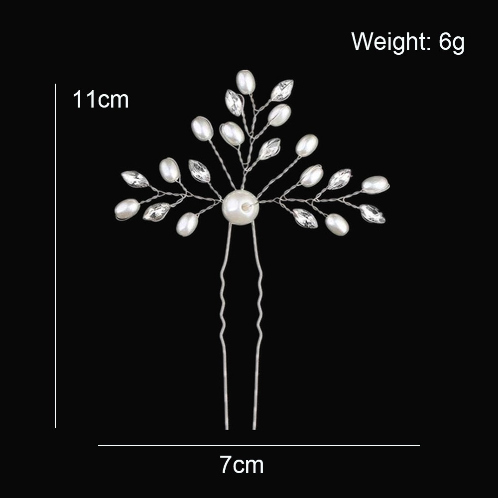 Kẹp tóc hình chữ U đính đá pha lê ngọc trai thanh lịch