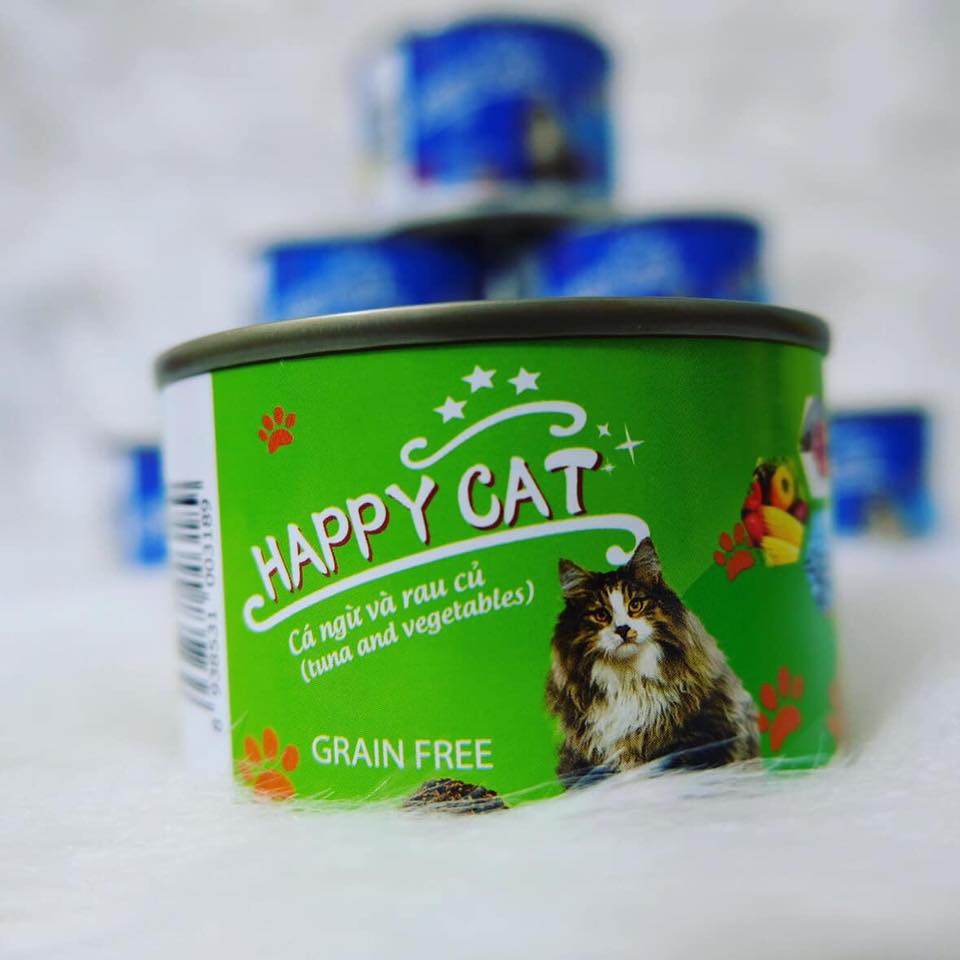 160g - Pate Happy Cat nhiều vị dành cho mèo, thức ăn dạng ướt cho mèo, pate lon nhiều vị -  Kitty Pet Shop BMT