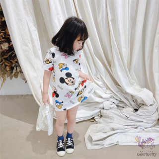 Đầm bé gái in hình chuột Mickey