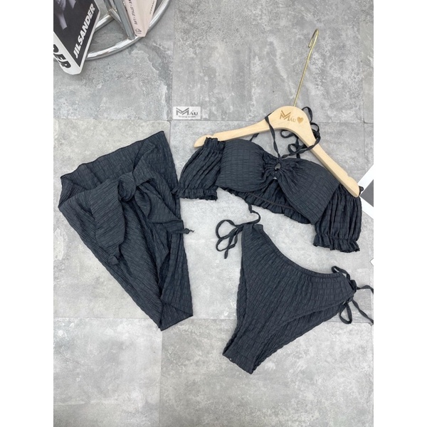 Set bikini xốp nhăn 3 món