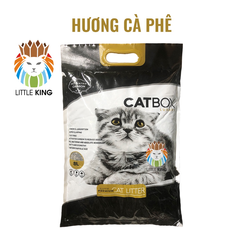 Cát vệ sinh cho mèo Catbox 8L, cát vệ sinh than hoạt tính carbon siêu thấm hút và khử mùi Little King pet shop