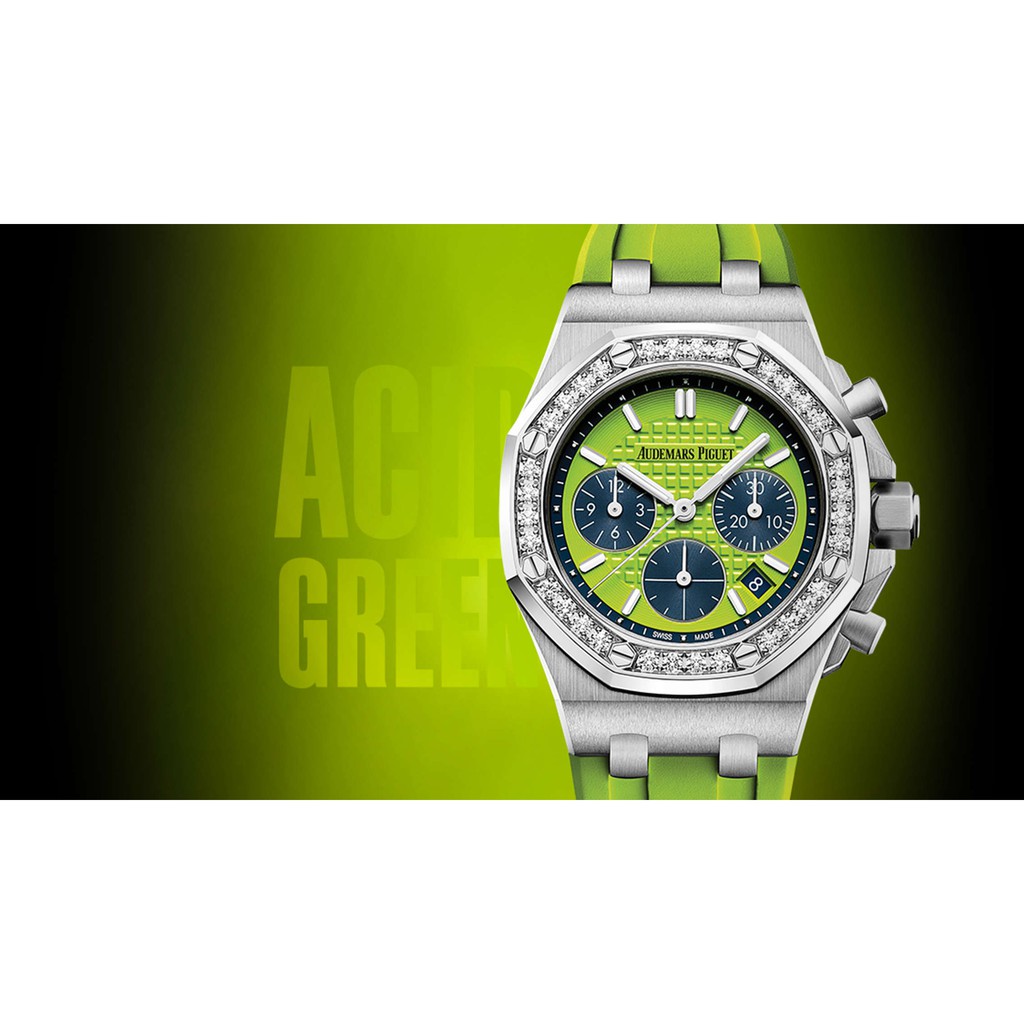 Đồng Hồ Nữ Unisex AudermarsAP Offshore Chronograph,Dây Cao Su Màu Xanh Lá , Size 36mm