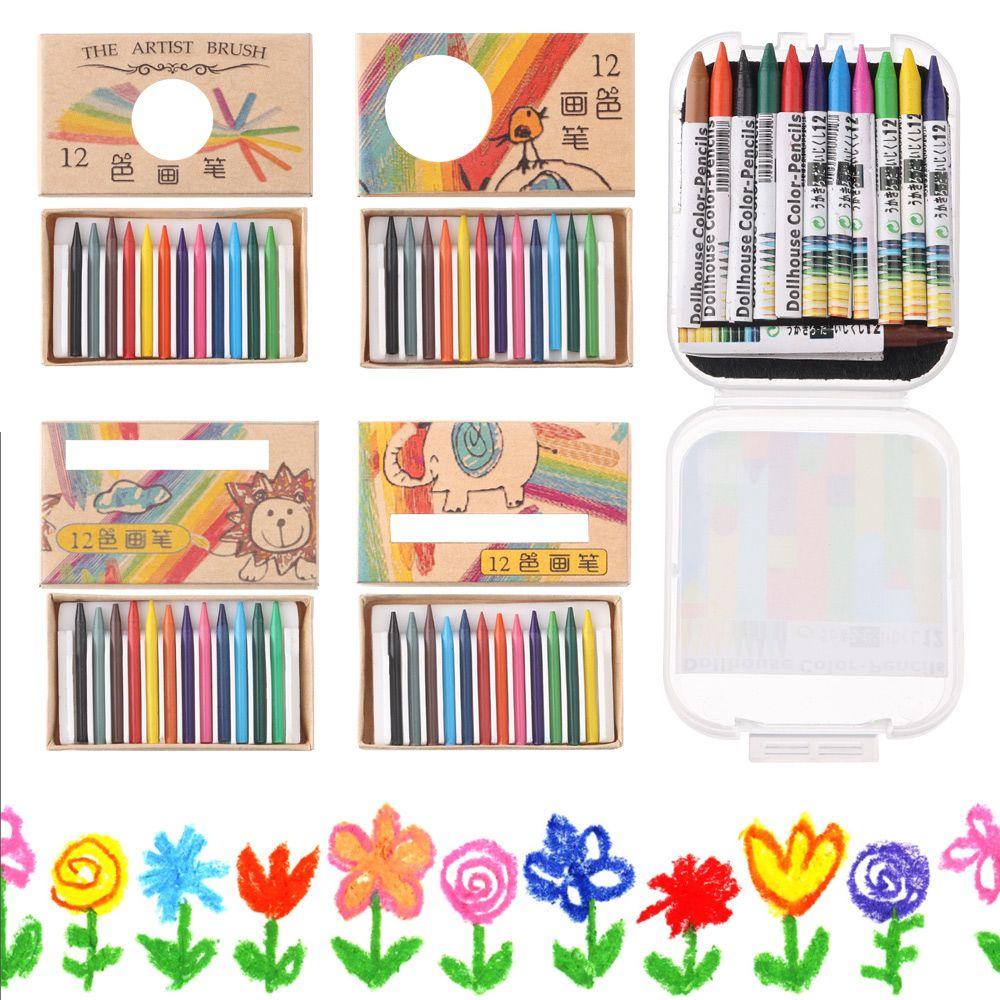 PISTA 1 Bộ Bút Chì Màu Trang Trí Nhà Búp Bê