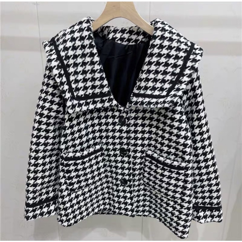 Áo Khoác Dạ Tweed Hoạ Tiết Siêu Dày Siêu Ấm Phong Cách Hàn Quốc Kèm Ảnh Thật _ hàng order QCCC