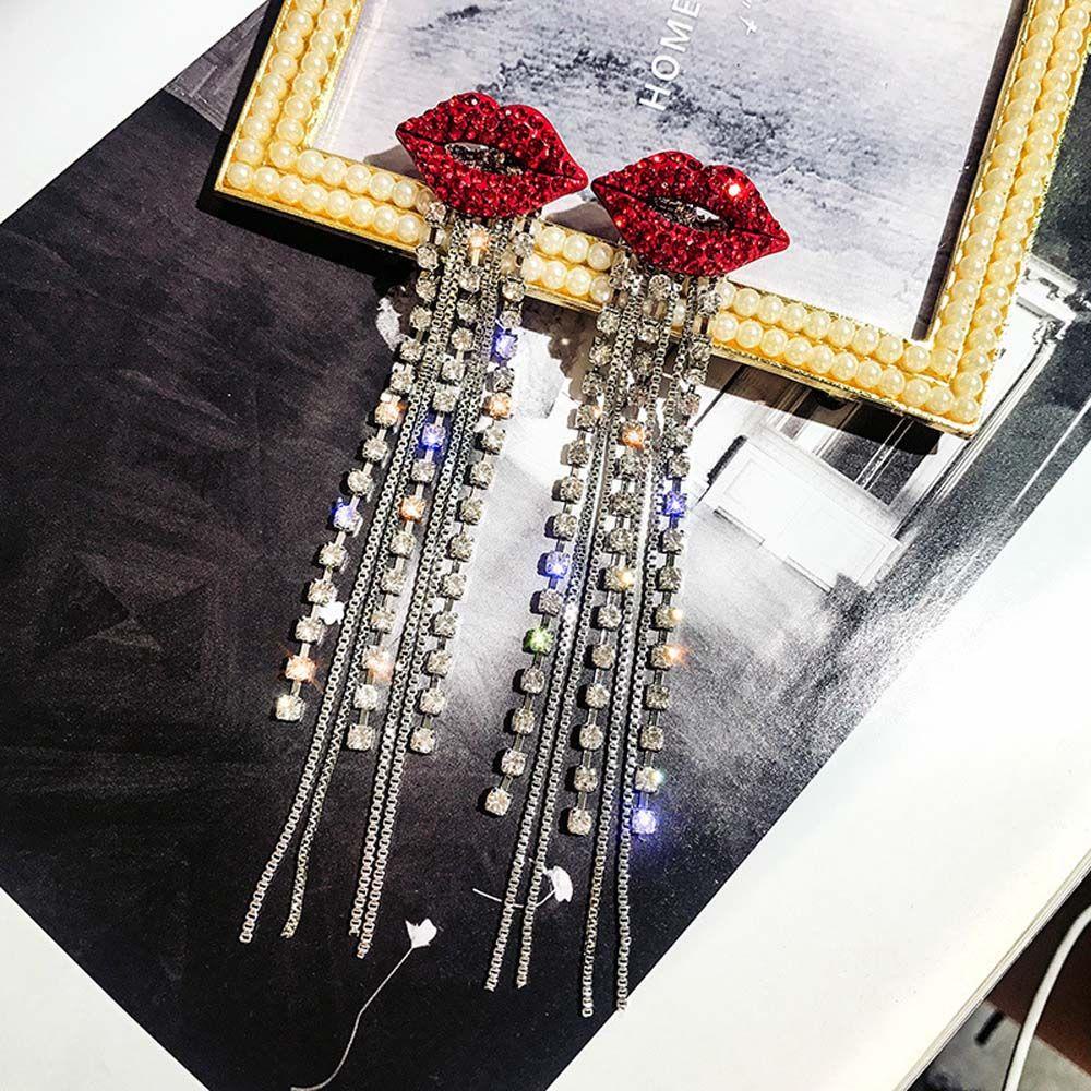 JARRED Bông Tai Dạng Xỏ Hình Đôi Môi Đỏ Sang Trọng Cho Nữ