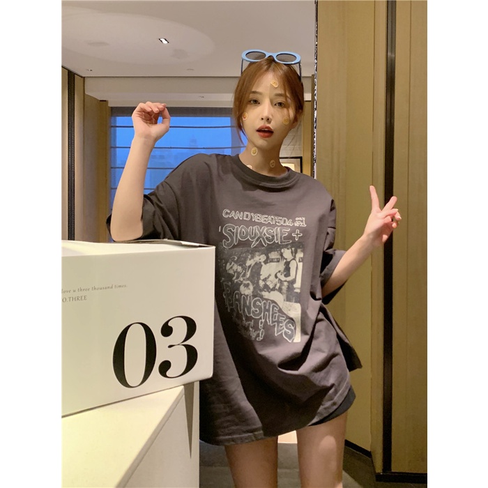 Áo Thun cotton Tay Ngắn Cổ Tròn Dáng Rộng Thời Trang Hàn Quốc Dành Cho Nữ