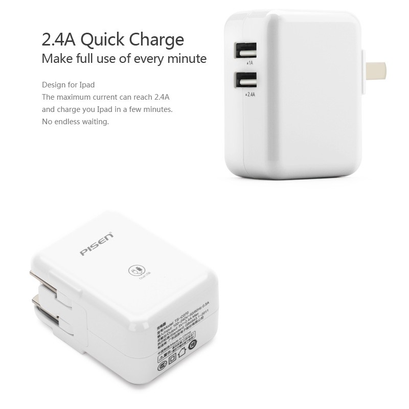 Củ sạc Dual USB Charger 2.4A FAST, 17W