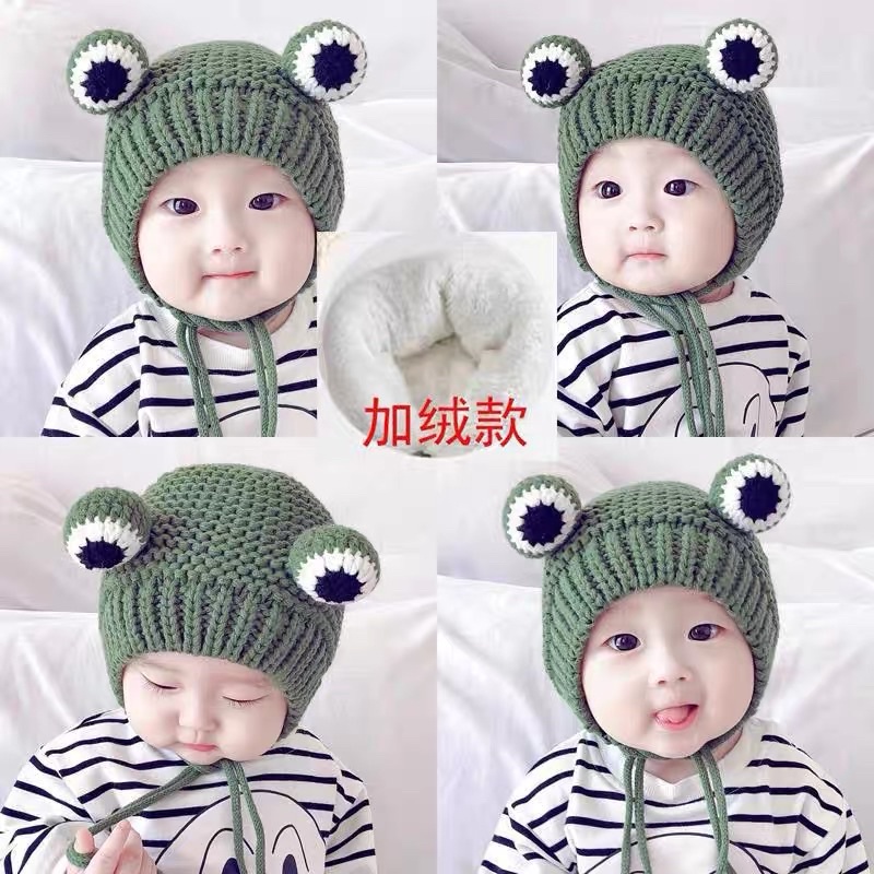 Mũ len hình ếch đáng yêu cho bé từ 6 tháng - 3 tuổi