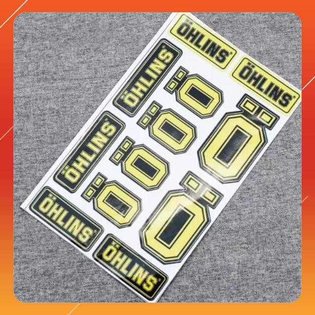 [CỰC RẺ]   TEM GIẤY NHIỀU LOGO OHLINS VÀNG CÁ TÍNH CHO AE