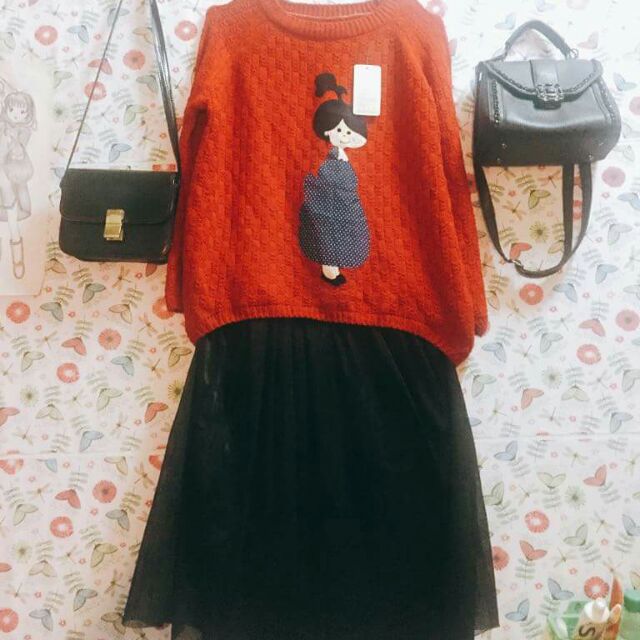 Set áo len ulzzang + chân váy tutu công chúa