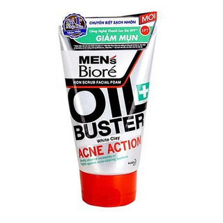 Sữa Rửa Mặt Giảm Mụn Men's Biore non scrub facial foam oil buster acne action 100ml