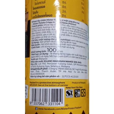 Khoai tây lát  100gr lon nhiều vị, mister potato.hsd:10_2023