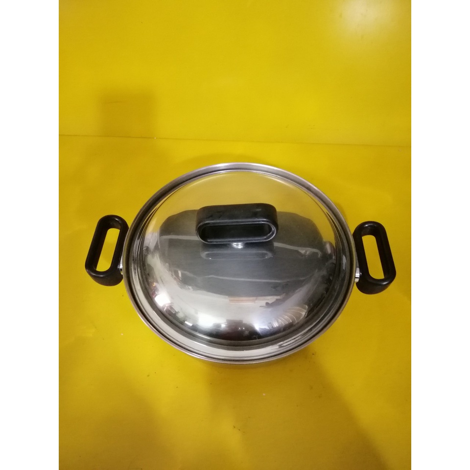 Nồi lẩu (chảo) inox nội địa Nhật dày, nặng, size 27cm, cao 8.5cm (248), dùng được bếp từ