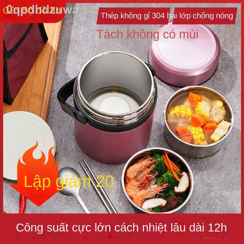 Hộp cơm cách nhiệt người lớn Inox 304 giữ hai lớp dung tích
