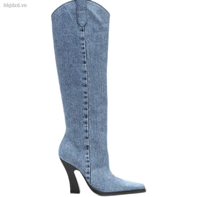 Giày bốt cao gót ống cao da mềm dáng ôm phong cách cao bồi Mỹ thời trang 2021 dành cho nữ | BigBuy360 - bigbuy360.vn