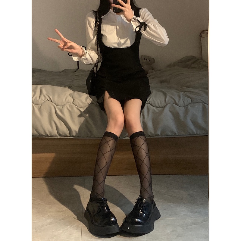 Váy yếm nữ ngắn Hàn Quốc Thời trang Váy ngắn xẻ tà Sexy Ulzzang