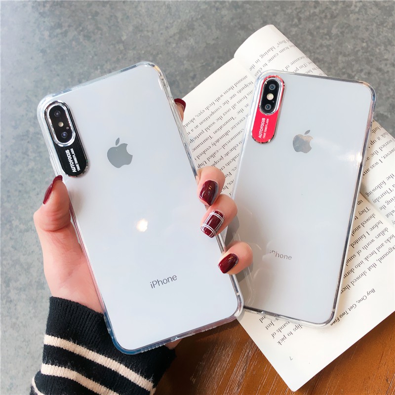 Ốp điện thoại chất liệu TPU khung viền mạ kim loại màu trong suốt cho iPhone X XR XS Max 6 6S 7 8 Plus