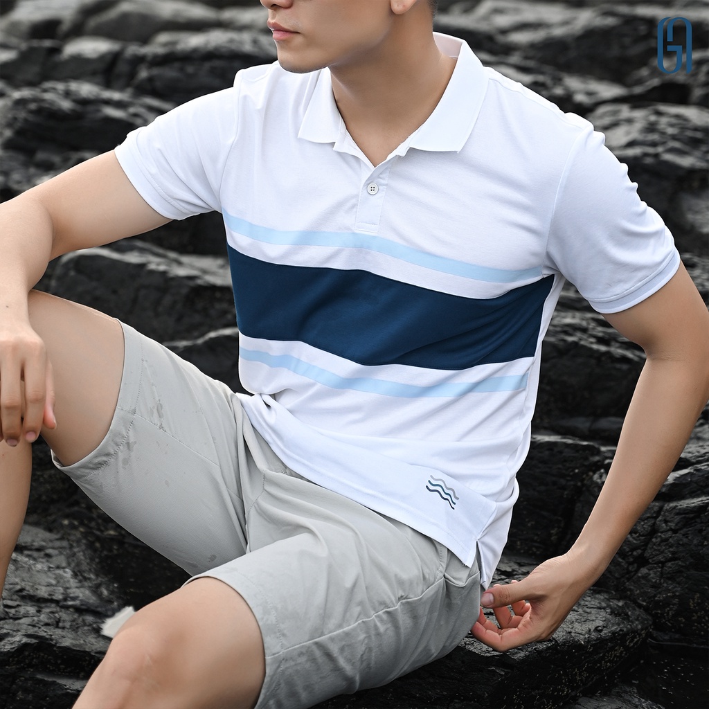 Áo Polo nam trẻ trung Pio Polo Shirt thiết kế phối màu, 100% cotton, chuẩn form GM THE GMEN ELEGANT EST 2017