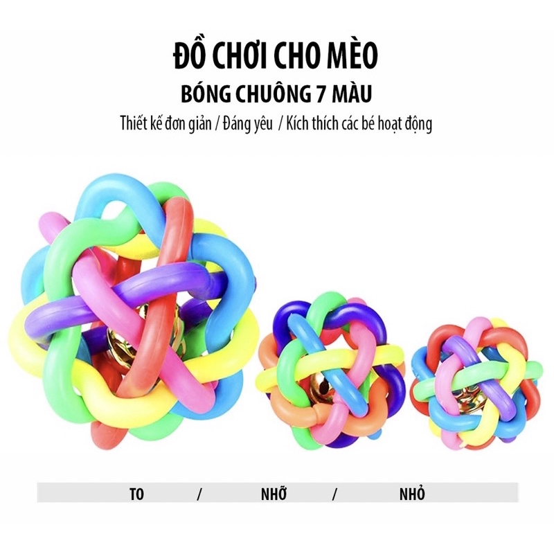 Đồ chơi bóng chuông cao su 7 màu cho chó mèo