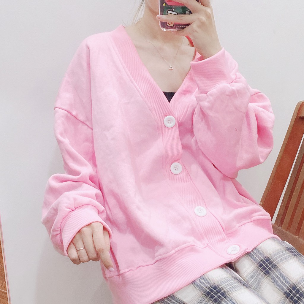 Áo Khoác Cardigan YAYSHOP phong cách Hàn Quốc chất nỉ mềm dày dặn NÚT 3 màu basic xinh xắn