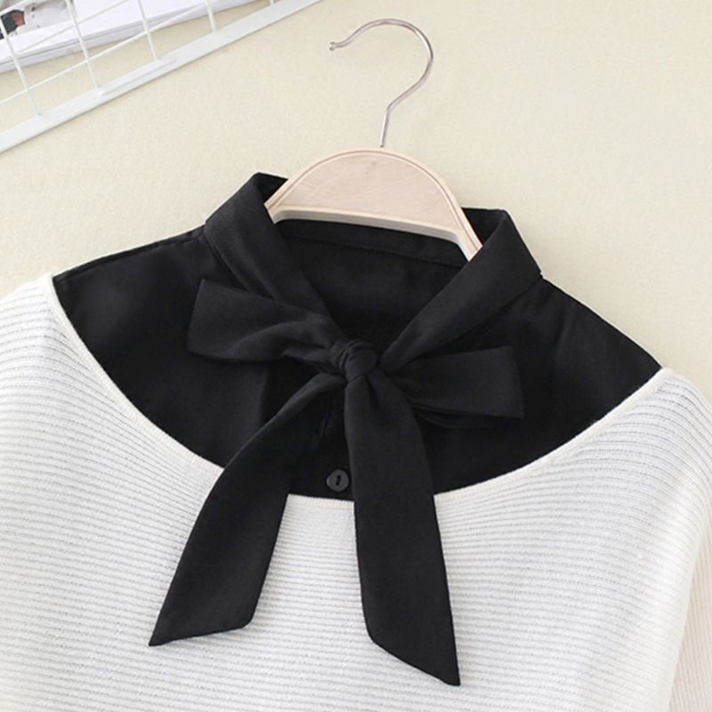 Cổ Áo Sơ Mi Giả Cà Vạt Có Thể Tháo Rời Phong Cách Vintage Cho Nữ