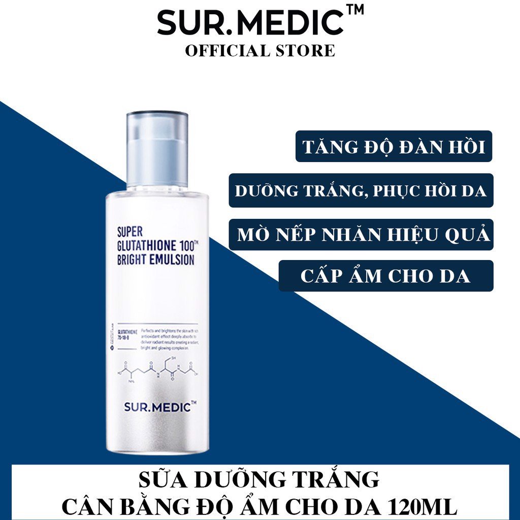 Sữa Dưỡng Trắng Cấp Tốc Sur.Medic Super Glutathione 100 Bright Emulsion