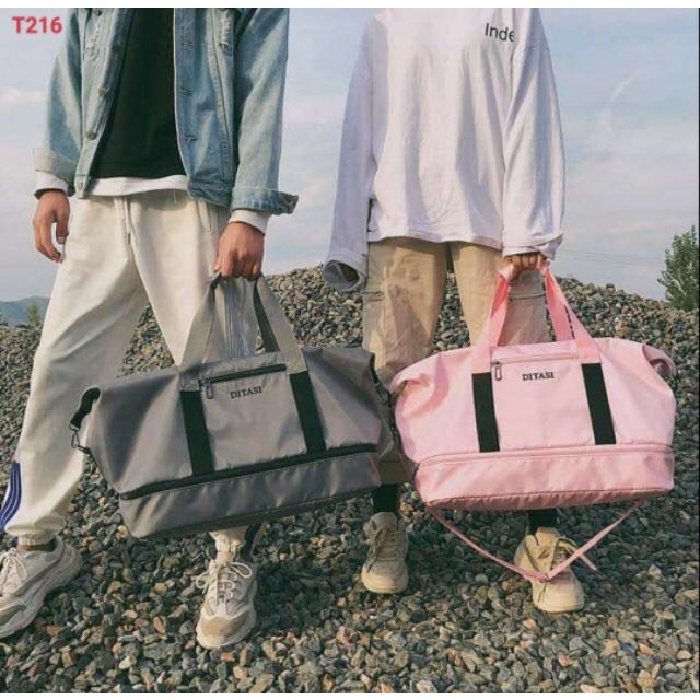 Túi xách du lịch cỡ đại vải bố Kích thước 60 x 37cm có thể mở rộng khóa đáy để tăng chiều cao