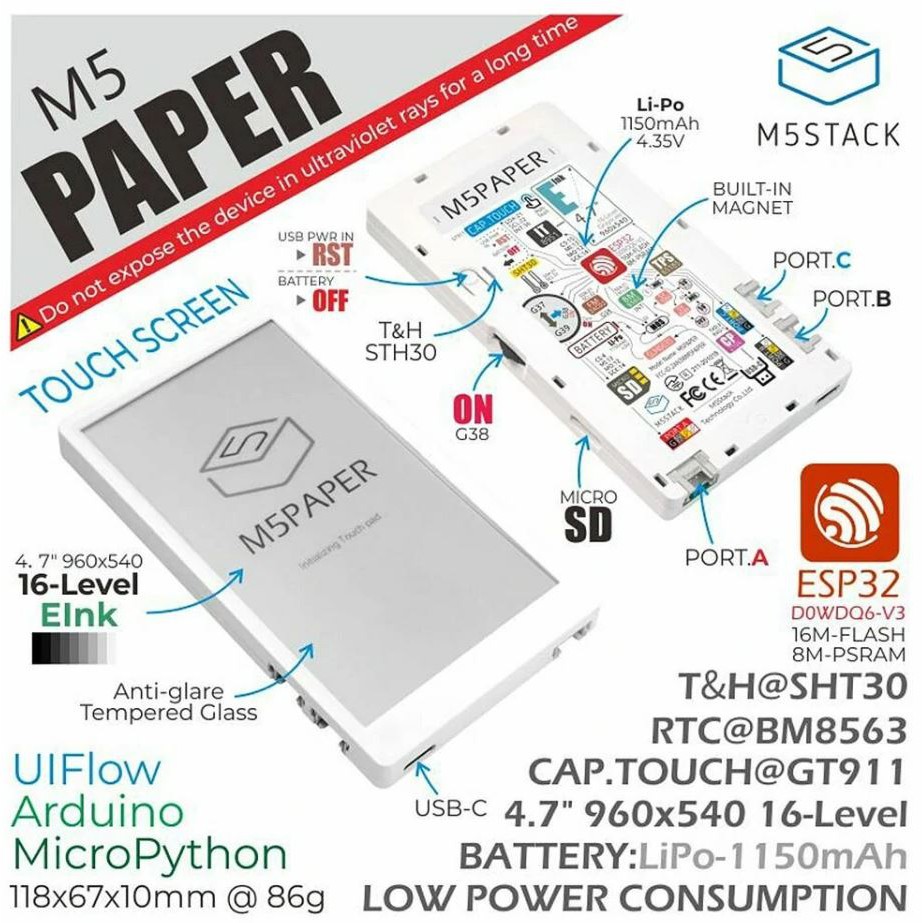 M5Stack® M5Paper ESP32 Development Kit