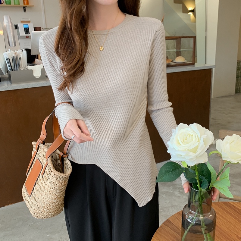ZHELIHANGFEI Áo Dệt Kim Tay Dài Dáng Ôm Xẻ Tà Quyến Rũ Trẻ Trung Cho Bạn Gái