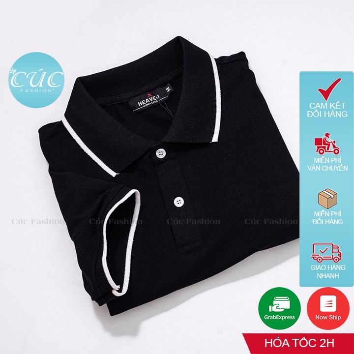 Áo phông polo Cúc Fashion unisex nam nữ đồng phục công sở tay ngắn vải thun cotton cá sấu đen trắng đi học viền cổ AP130